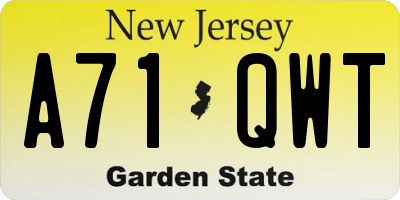 NJ license plate A71QWT