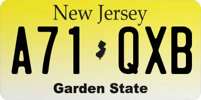 NJ license plate A71QXB