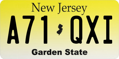 NJ license plate A71QXI