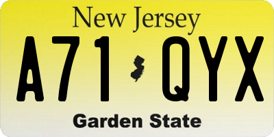 NJ license plate A71QYX