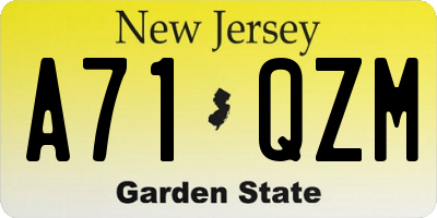 NJ license plate A71QZM