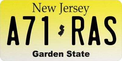 NJ license plate A71RAS