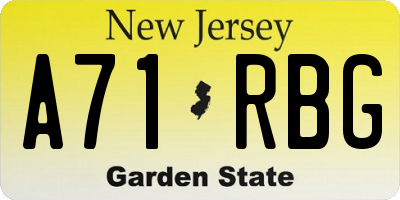 NJ license plate A71RBG