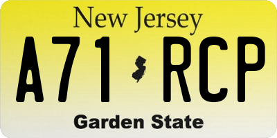 NJ license plate A71RCP