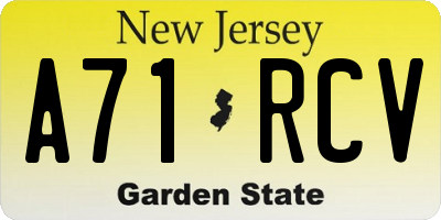 NJ license plate A71RCV