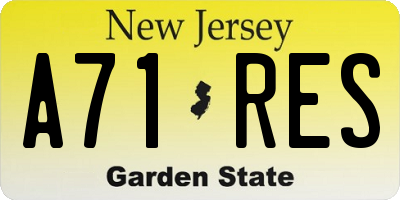 NJ license plate A71RES
