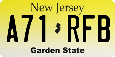 NJ license plate A71RFB