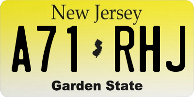 NJ license plate A71RHJ