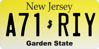NJ license plate A71RIY