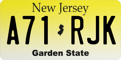 NJ license plate A71RJK