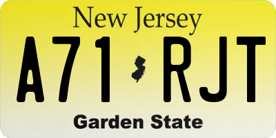 NJ license plate A71RJT