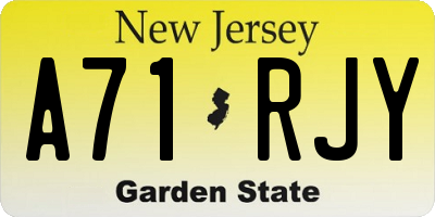 NJ license plate A71RJY