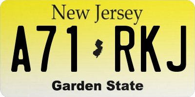 NJ license plate A71RKJ