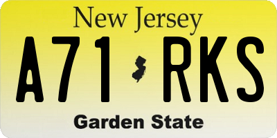 NJ license plate A71RKS