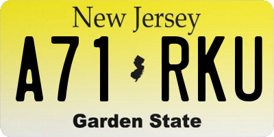 NJ license plate A71RKU