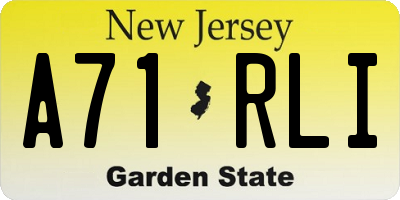 NJ license plate A71RLI