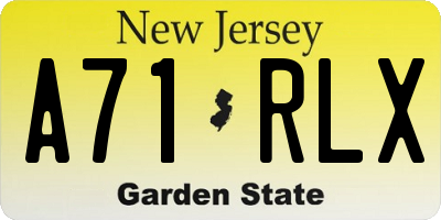 NJ license plate A71RLX