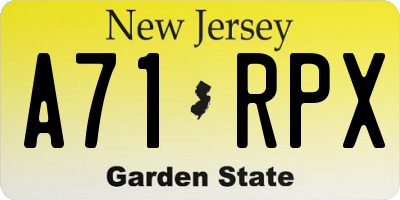 NJ license plate A71RPX