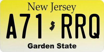 NJ license plate A71RRQ