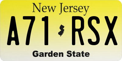 NJ license plate A71RSX