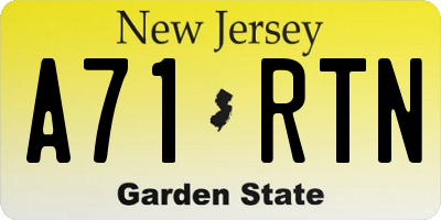 NJ license plate A71RTN