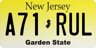 NJ license plate A71RUL