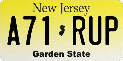 NJ license plate A71RUP