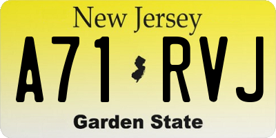 NJ license plate A71RVJ