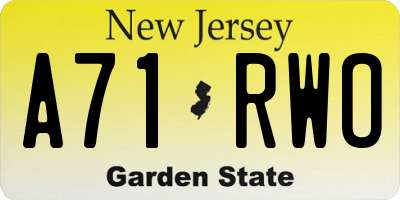 NJ license plate A71RWO