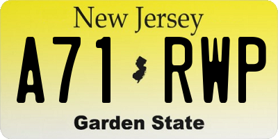 NJ license plate A71RWP