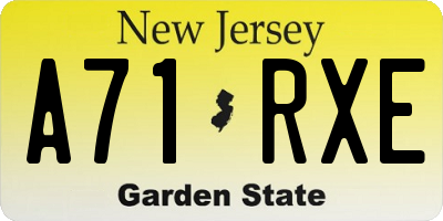 NJ license plate A71RXE