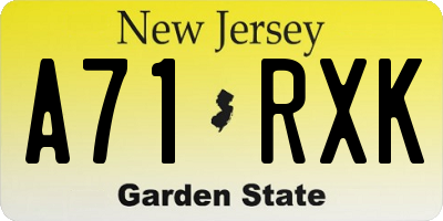 NJ license plate A71RXK