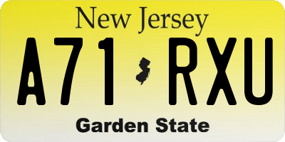 NJ license plate A71RXU