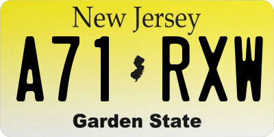 NJ license plate A71RXW