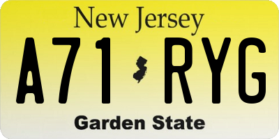 NJ license plate A71RYG
