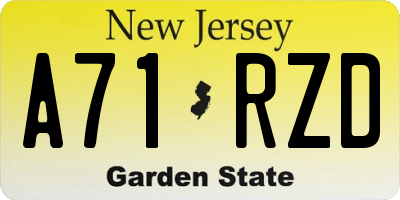 NJ license plate A71RZD