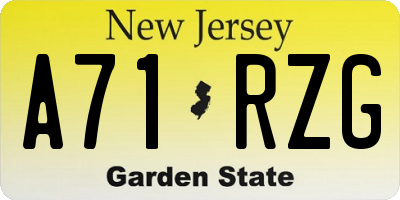 NJ license plate A71RZG