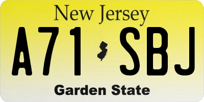 NJ license plate A71SBJ