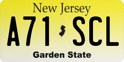NJ license plate A71SCL