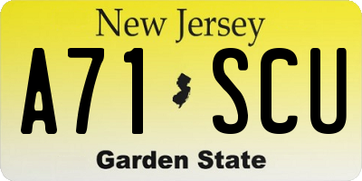 NJ license plate A71SCU