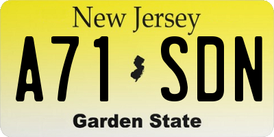 NJ license plate A71SDN