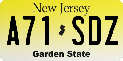 NJ license plate A71SDZ