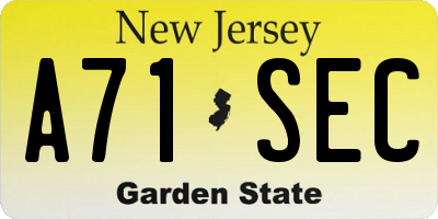 NJ license plate A71SEC