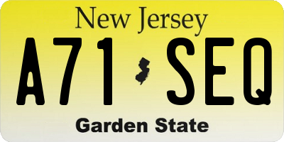 NJ license plate A71SEQ
