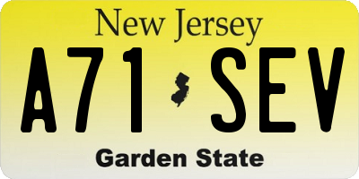 NJ license plate A71SEV