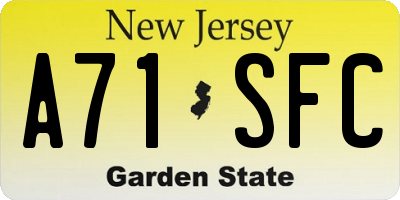 NJ license plate A71SFC