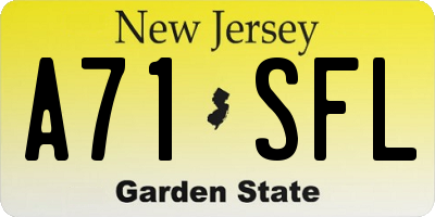 NJ license plate A71SFL