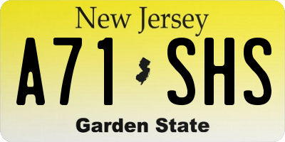 NJ license plate A71SHS