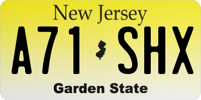 NJ license plate A71SHX