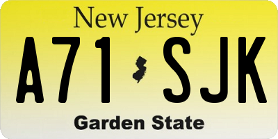NJ license plate A71SJK
